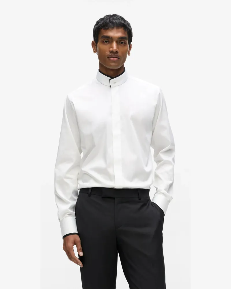 Karl Lagerfeld Hemd Mit Kontrastdetails, Herren, Weiss/schwarz, Größe Weiss