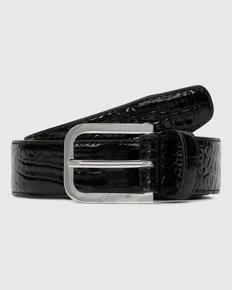 Karl Lagerfeld Ledergürtel In Kroko-optik, Damen, Schwarz, Größe Schwarz