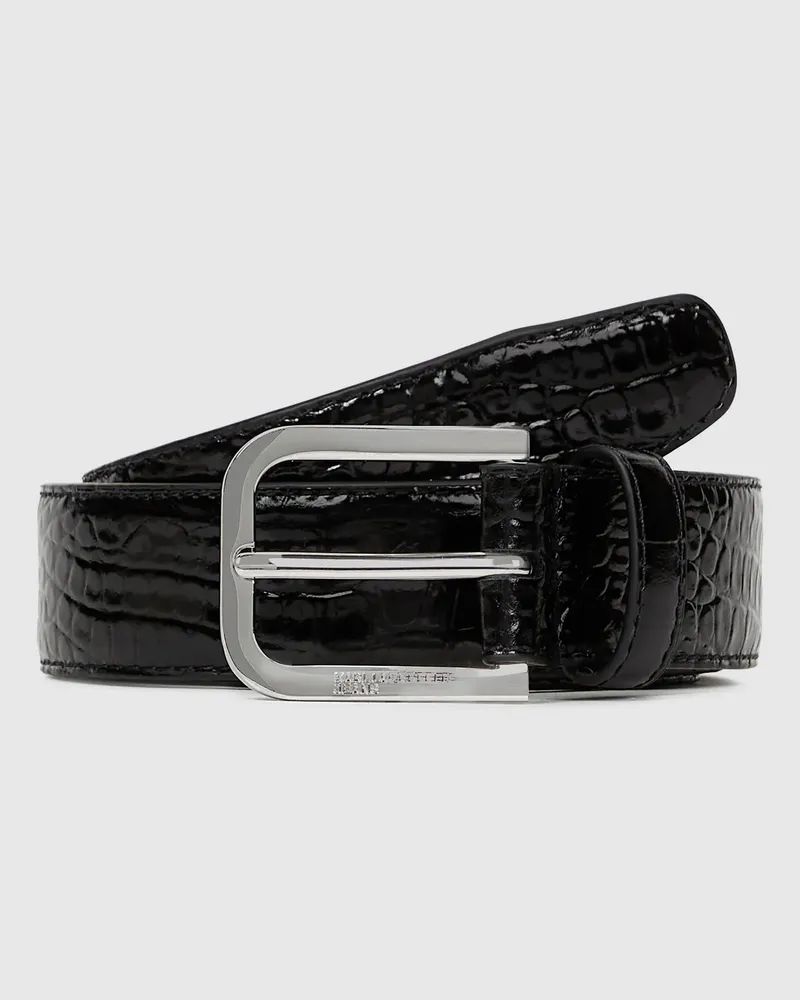 Karl Lagerfeld Ledergürtel In Kroko-optik, Damen, Schwarz, Größe Schwarz