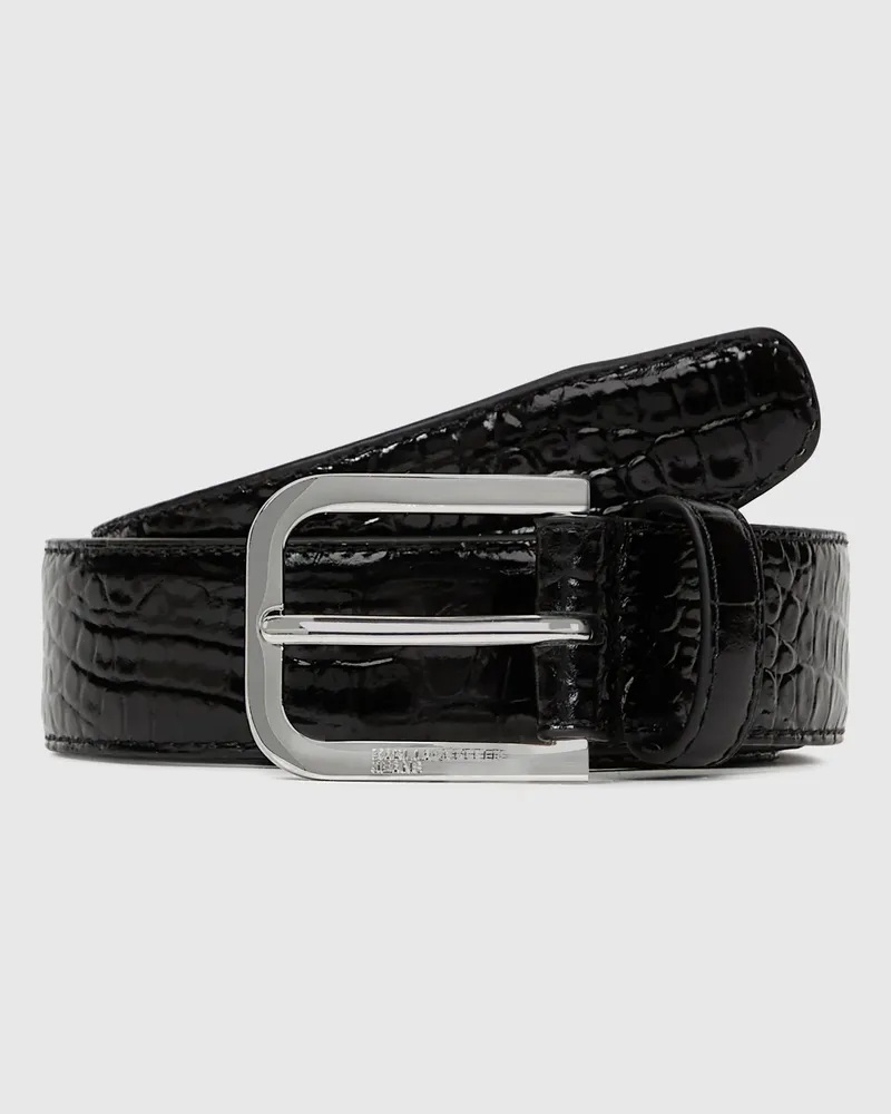 Karl Lagerfeld Ledergürtel In Kroko-optik, Damen, Schwarz, Größe Schwarz