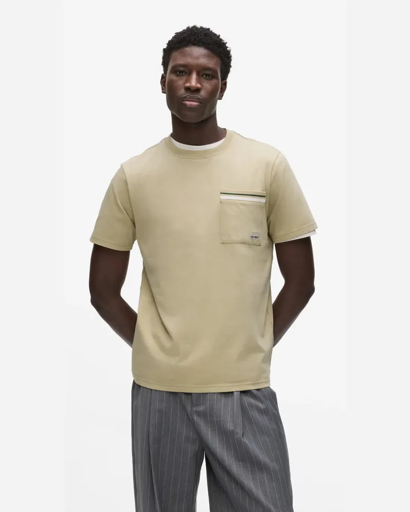 Karl Lagerfeld Ikon T-shirt Mit Gestreifter Tasche, Herren, Twill, Größe Twill