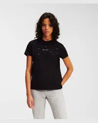 Karl Lagerfeld T-shirt mit Strass, Frau, Schwarz Schwarz