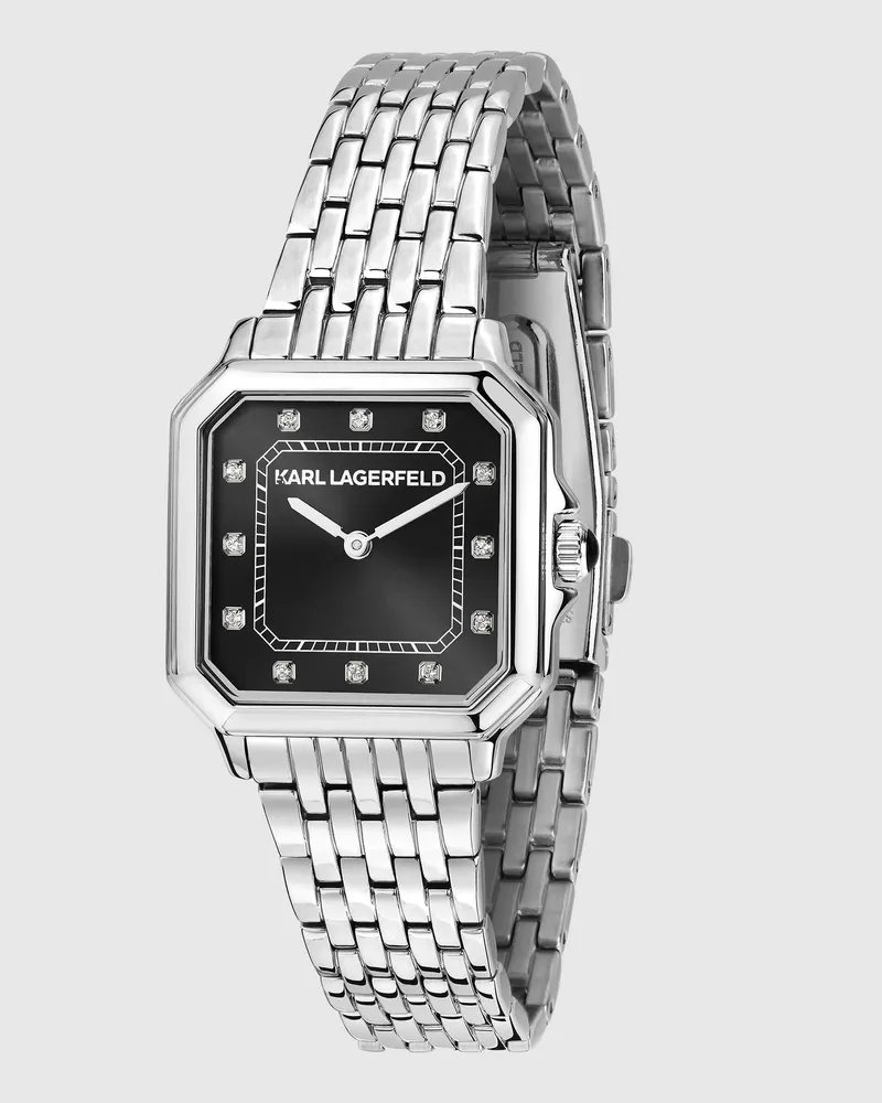 Karl Lagerfeld Armbanduhr Mit Quadratischem Logo, Damen, Silver, Größe Silver