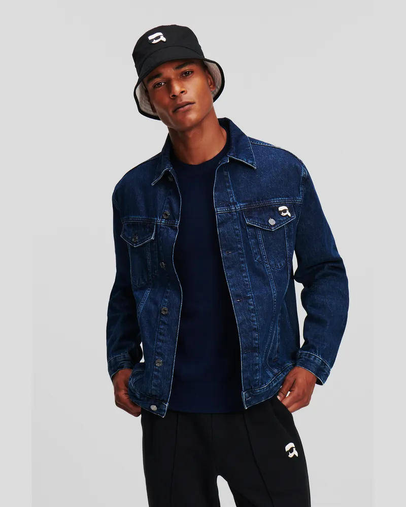 Karl Lagerfeld Ikon Eng Geschnittene Jeansjacke, Mann, Dunkelblau, Größe Dunkelblau