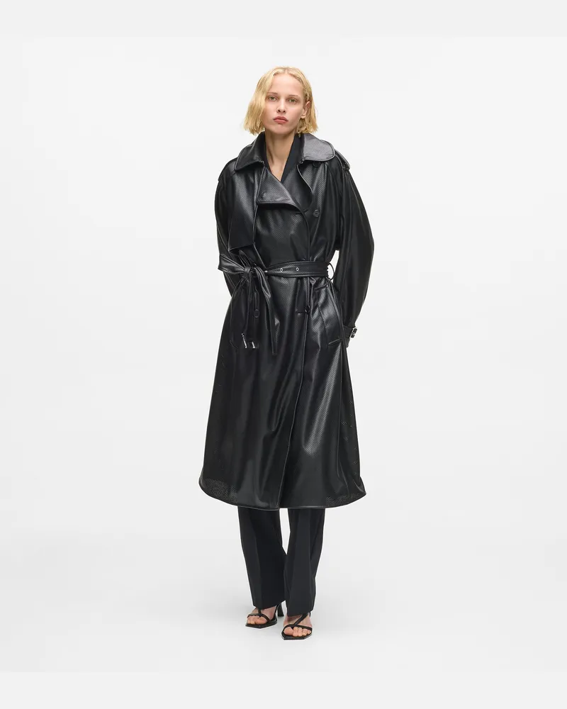 Karl Lagerfeld Trenchcoat Aus Perforiertem Kunstleder, Damen, Schwarz, Größe Schwarz