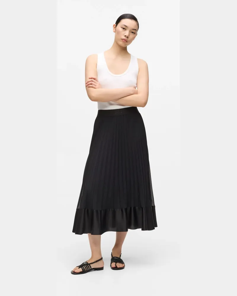 Karl Lagerfeld Satin-faltenrock, Damen, Schwarz, Größe: 48 Schwarz