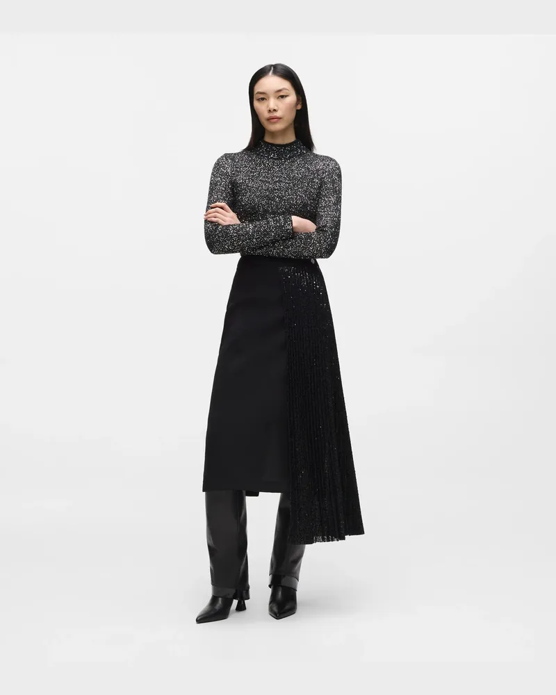 Karl Lagerfeld Asymmetrischer Rock Mit Pailletten, Damen, Schwarz, Größe Schwarz