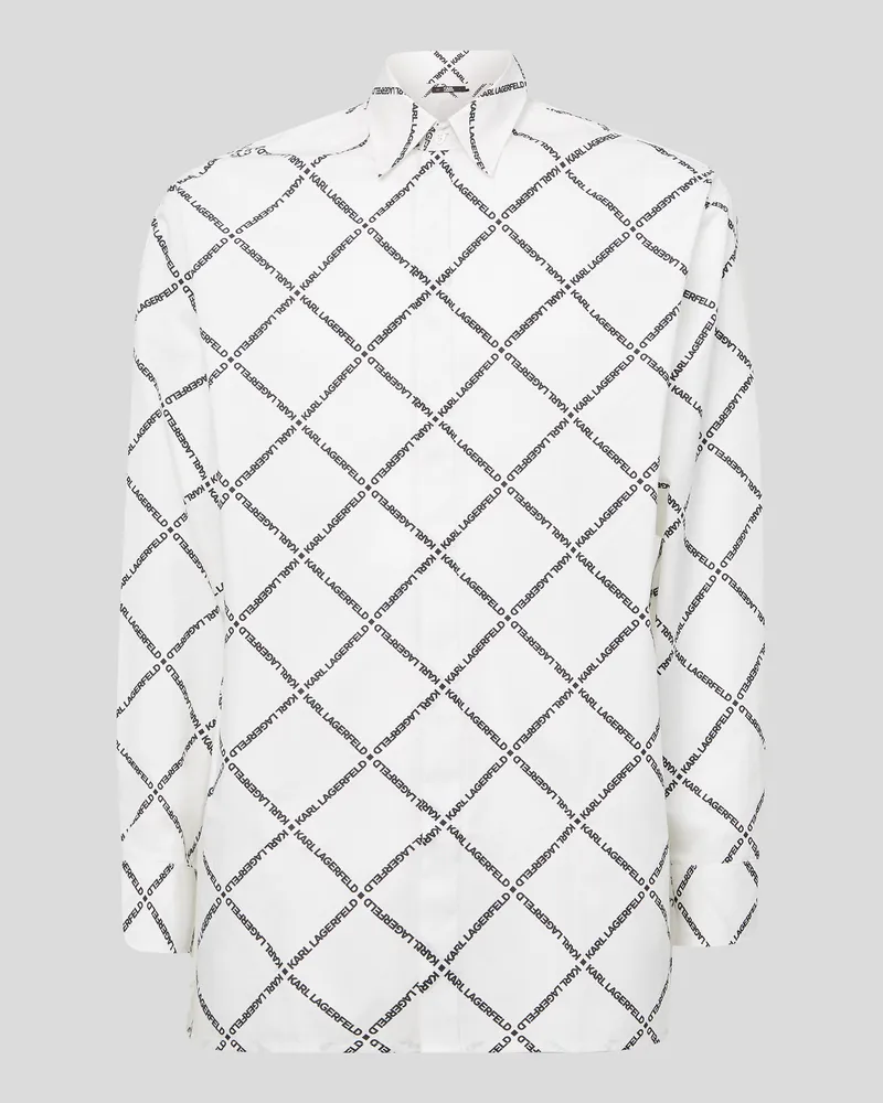 Karl Lagerfeld Logo-hemd Mit Rautenmuster, Mann, Diamant Logo Durchgehend Weiss, Größe Diamant