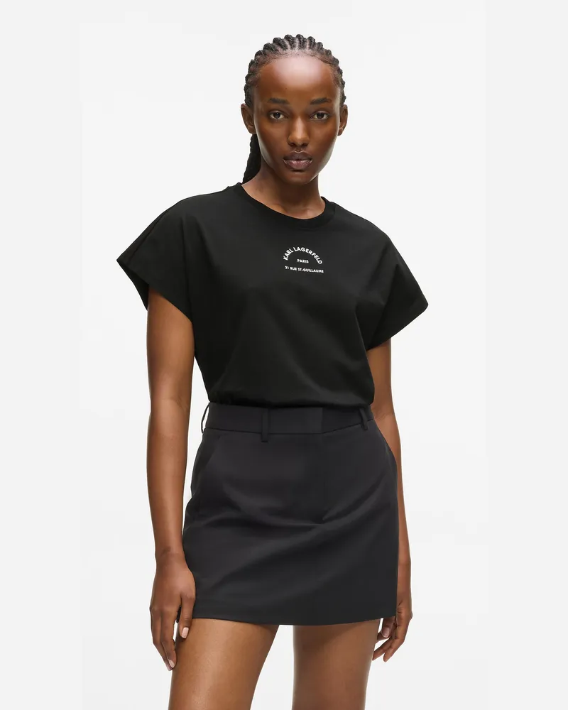 Karl Lagerfeld Rue St-guillaume T-shirt Mit Glitzer, Damen, Schwarz, Größe Schwarz