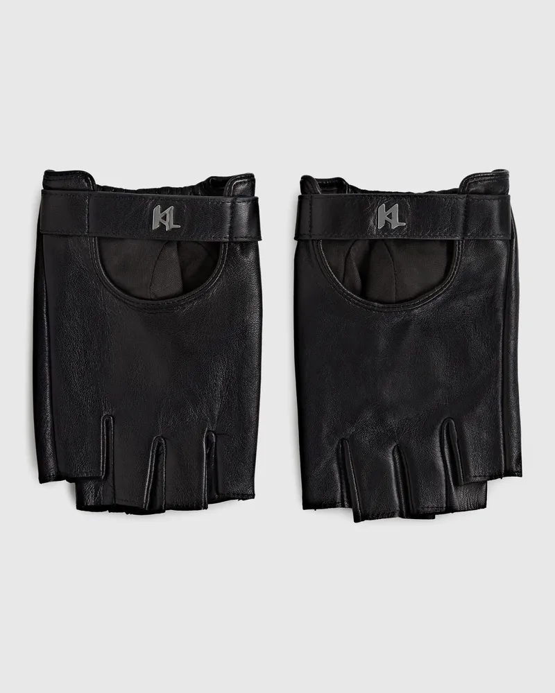 Karl Lagerfeld K/monogram Fingerlose Handschuhe, Herren, Schwarz, Größe Schwarz