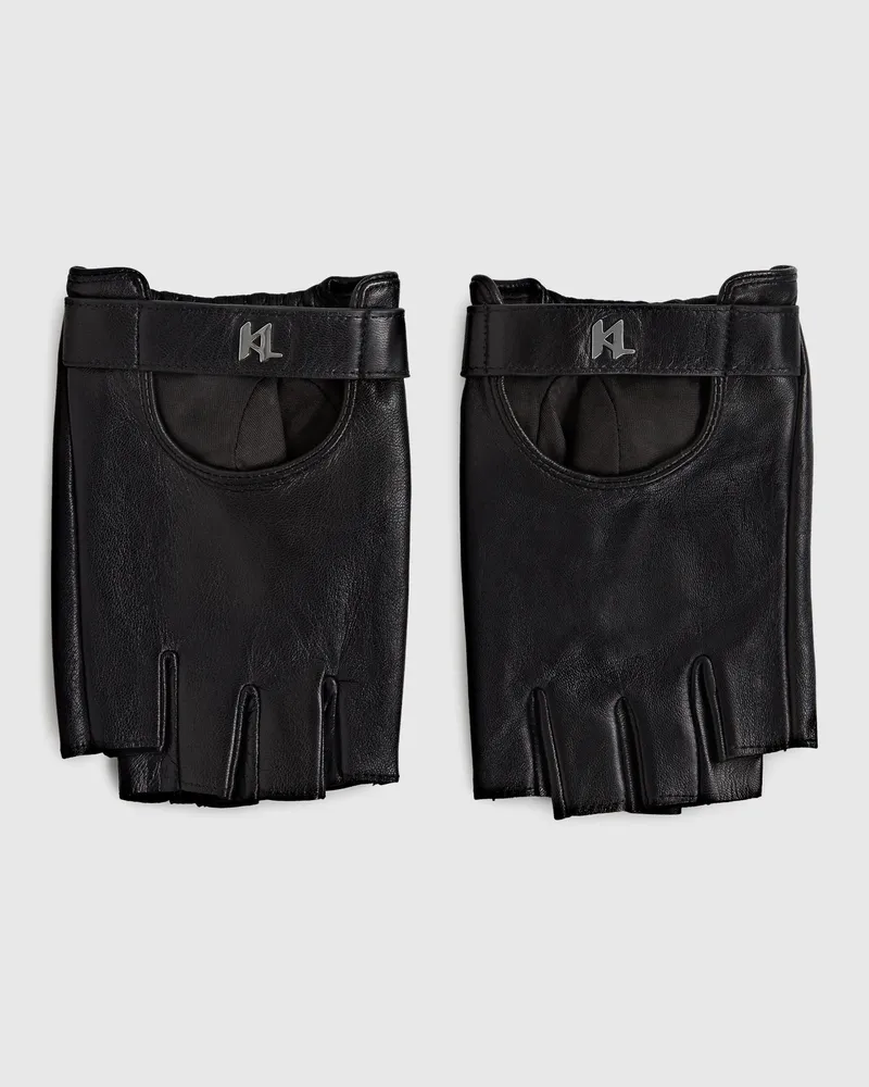 Karl Lagerfeld K/monogram Fingerlose Handschuhe, Herren, Schwarz, Größe Schwarz