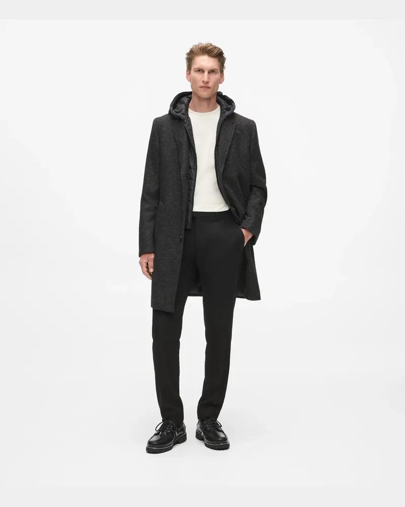 Karl Lagerfeld Wandelbarer Mantel Aus Wollmischgewebe, Male, Schwarz/weiss, Size Black