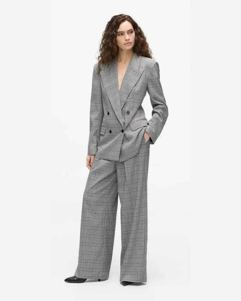 Karl Lagerfeld Karierte Hose Mit Weitem Bein, Female, Black-white Houndstooth, Size Grey