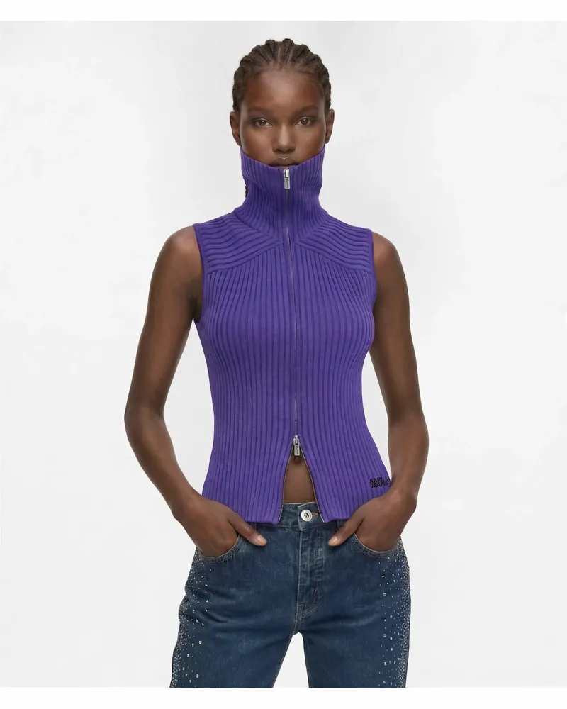 Karl Lagerfeld Weste Aus Gestricktem Material Mit Reißverschluss, Damen, Prism Violet, Größe Prism