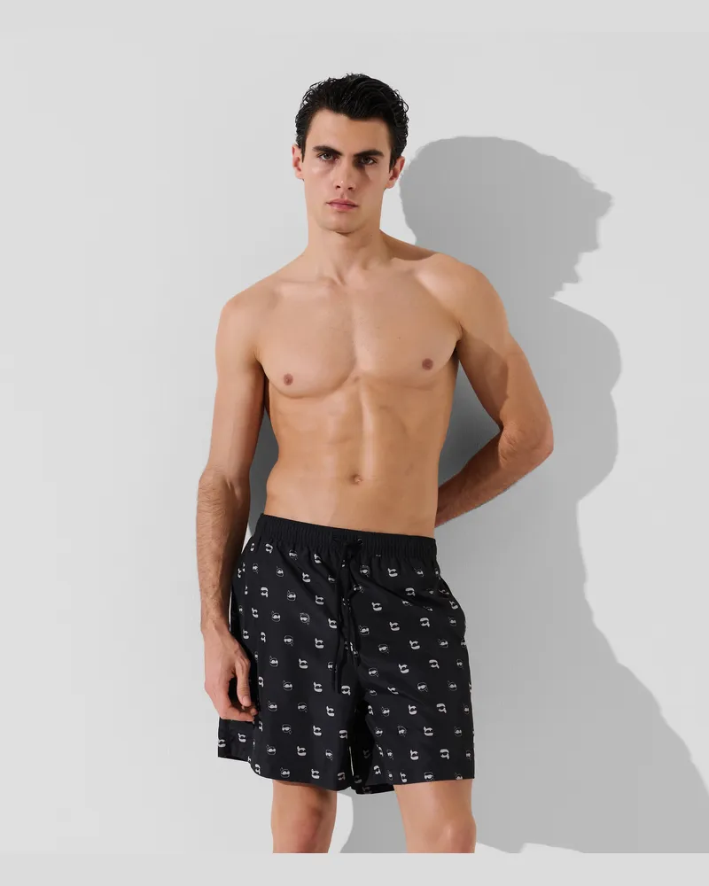 Karl Lagerfeld Ikon Boardshorts Mit Allover-print, Male, All Over Print Karl Dot Schwarz, Size Black