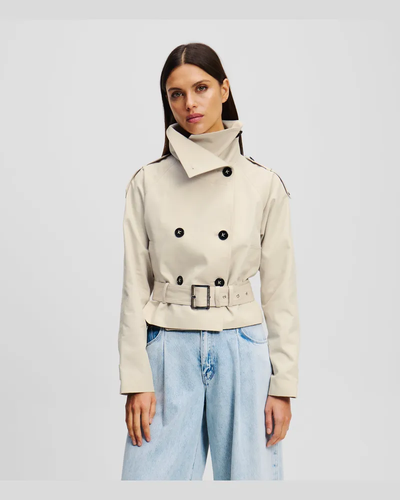 Karl Lagerfeld Kurze Baumwoll-twill-jacke, Frau, Zement, Größe Zement