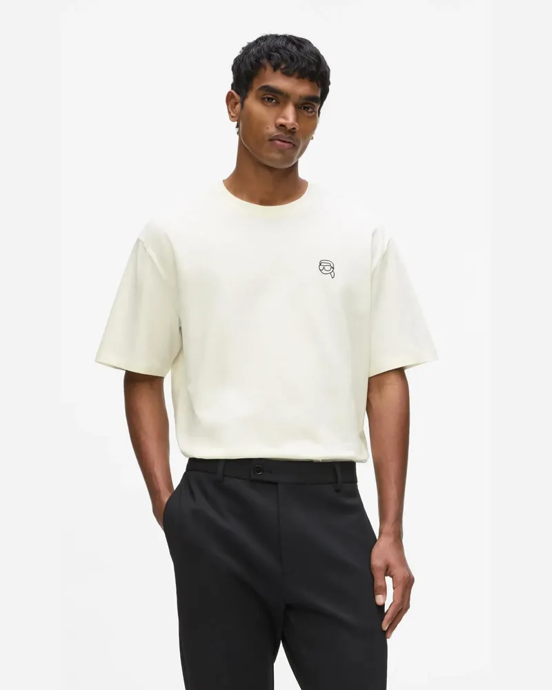 Karl Lagerfeld Ikon T-shirt Mit Grafikprint, Herren, Cannoli Creme, Größe Cannoli