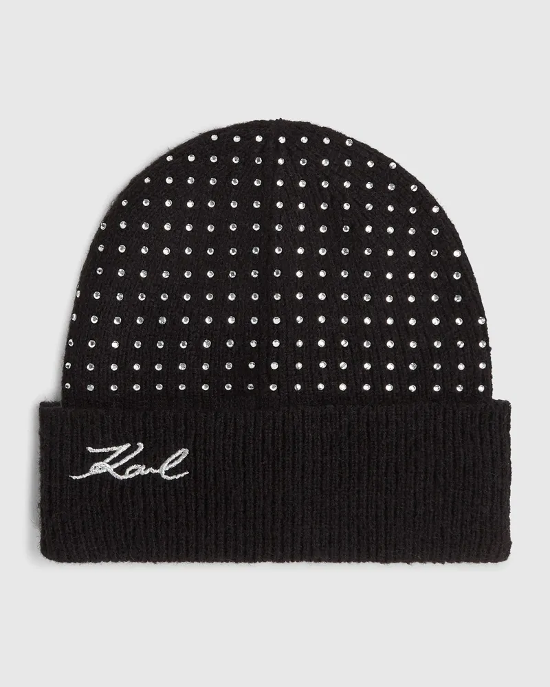 Karl Lagerfeld K/signature Strass-mütze, Damen, Schwarz, Größe Schwarz