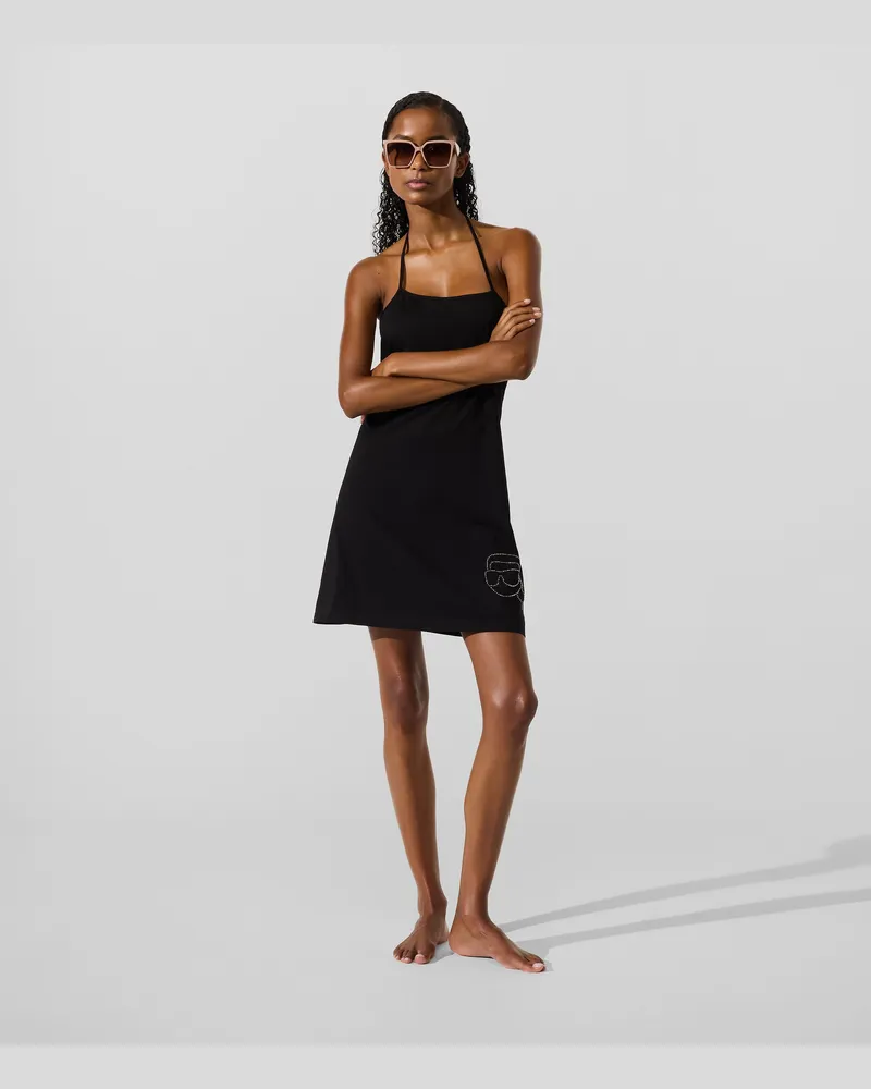 Karl Lagerfeld Ikon Strandkleid Mit Strass, Female, Schwarz, Size Black