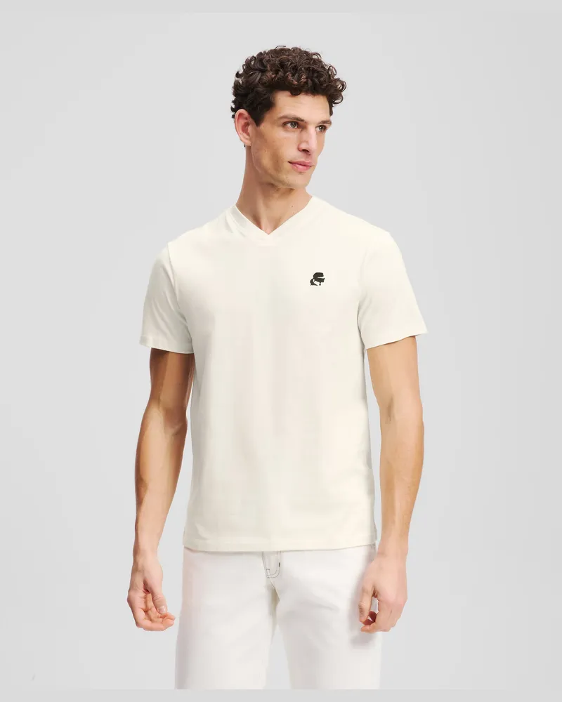 Karl Lagerfeld Kameo T-shirt Mit V-ausschnitt, Herren, Cannoli Creme, Größe Cannoli