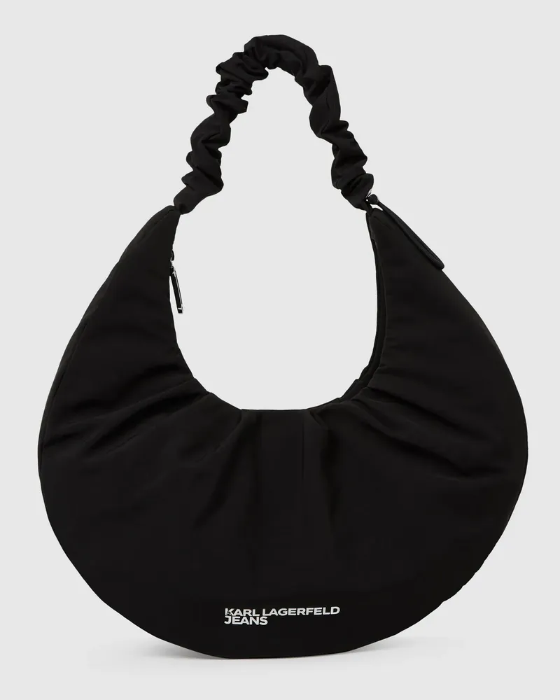 Karl Lagerfeld Große Geraffte Hobo-tasche, Damen, Schwarz, Größe Schwarz