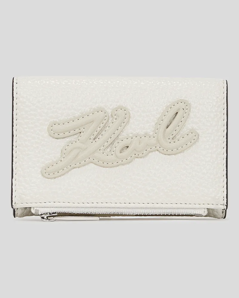 Karl Lagerfeld K/skuare Kleines Genarbtes Portemonnaie, Frau, Off White, Größe Off