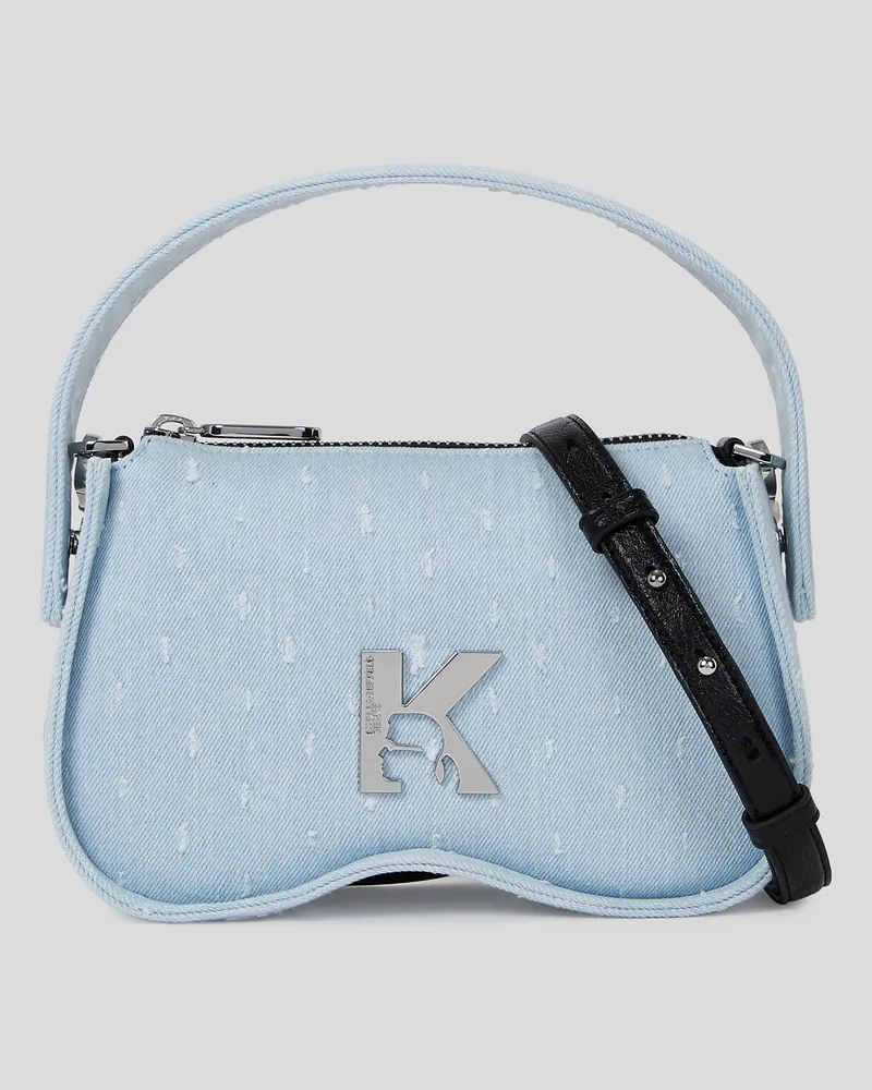 Karl Lagerfeld Bouclé-tasche Mit Tragegriff Oben Und Sonnenbrillen-motiv, Frau, Washed Blue Boucle, Größe Washed