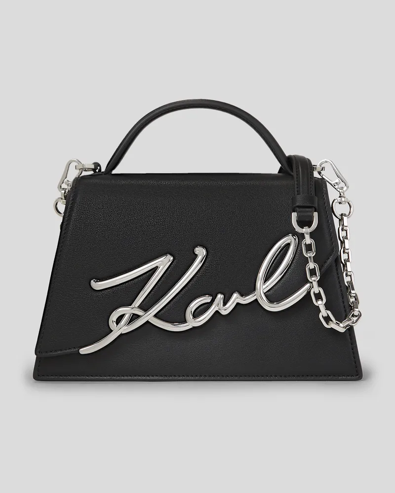 Karl Lagerfeld K/signature Mittelgrosse Umhängetasche, Frau, Schwarz-Nickel, Größe Schwarz-nickel