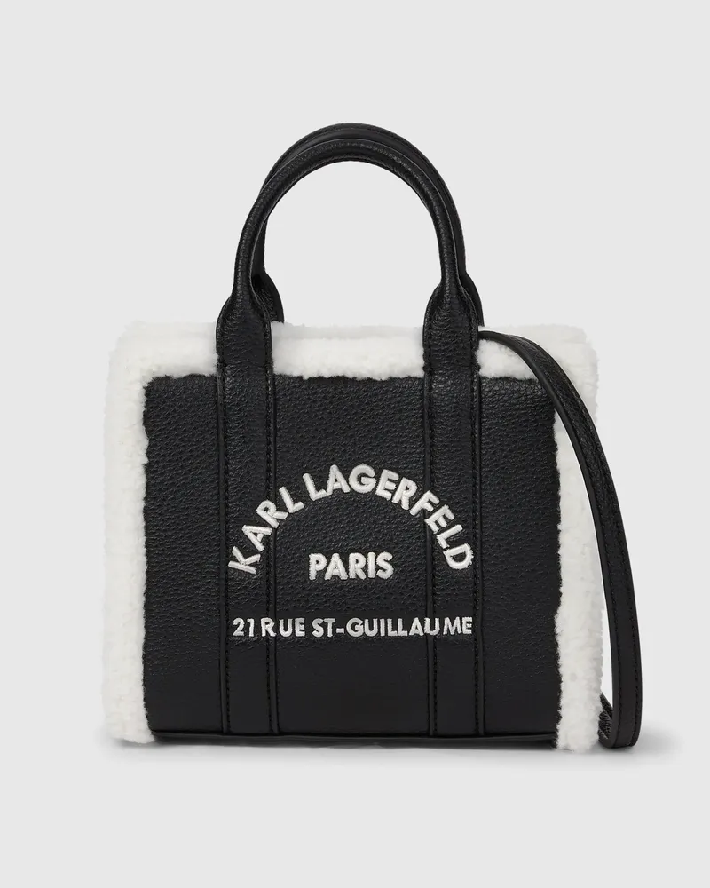 Karl Lagerfeld Rue St-guillaume Mini-tote Bag Aus Kunstlammfell, Damen, Schwarz, Größe Schwarz