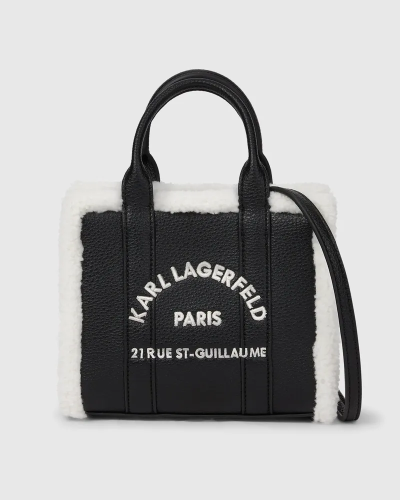 Karl Lagerfeld Rue St-guillaume Mini-tote Bag Aus Kunstlammfell, Damen, Schwarz, Größe Schwarz