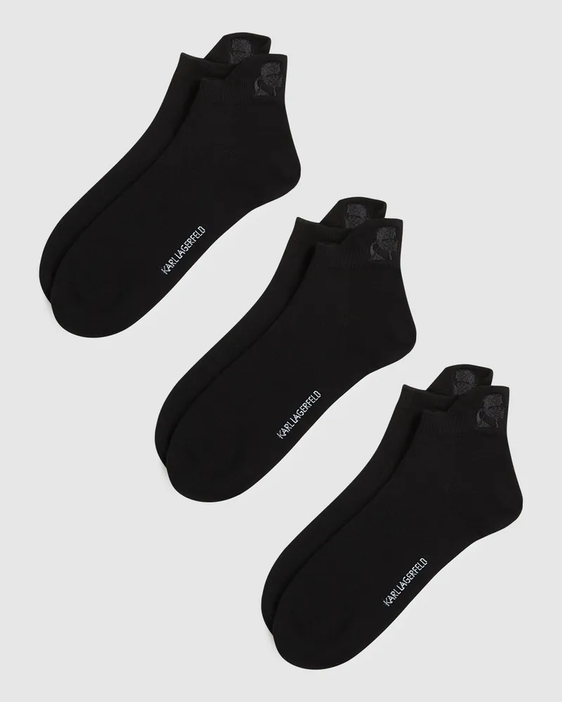 Karl Lagerfeld Kameo-kurzsocken – 3er Pack, Male, Schwarz, Size Black
