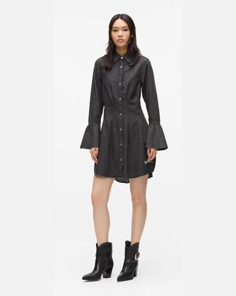 Karl Lagerfeld Jeanskleid Mit Ausgestelltem Rockteil, Damen, Gewaschenes Schwarz, Größe Gewaschenes