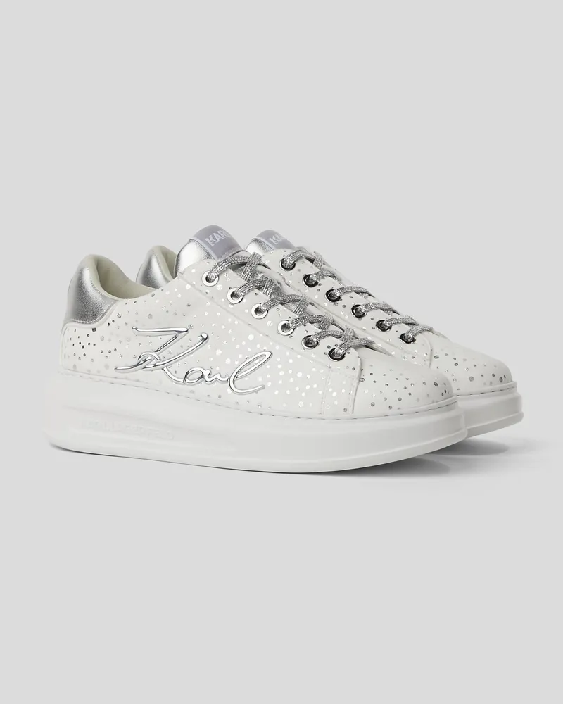 Karl Lagerfeld Signature Exklusiver Glitzer-sneaker, Damen, Weiss/silber, Größe Weiss