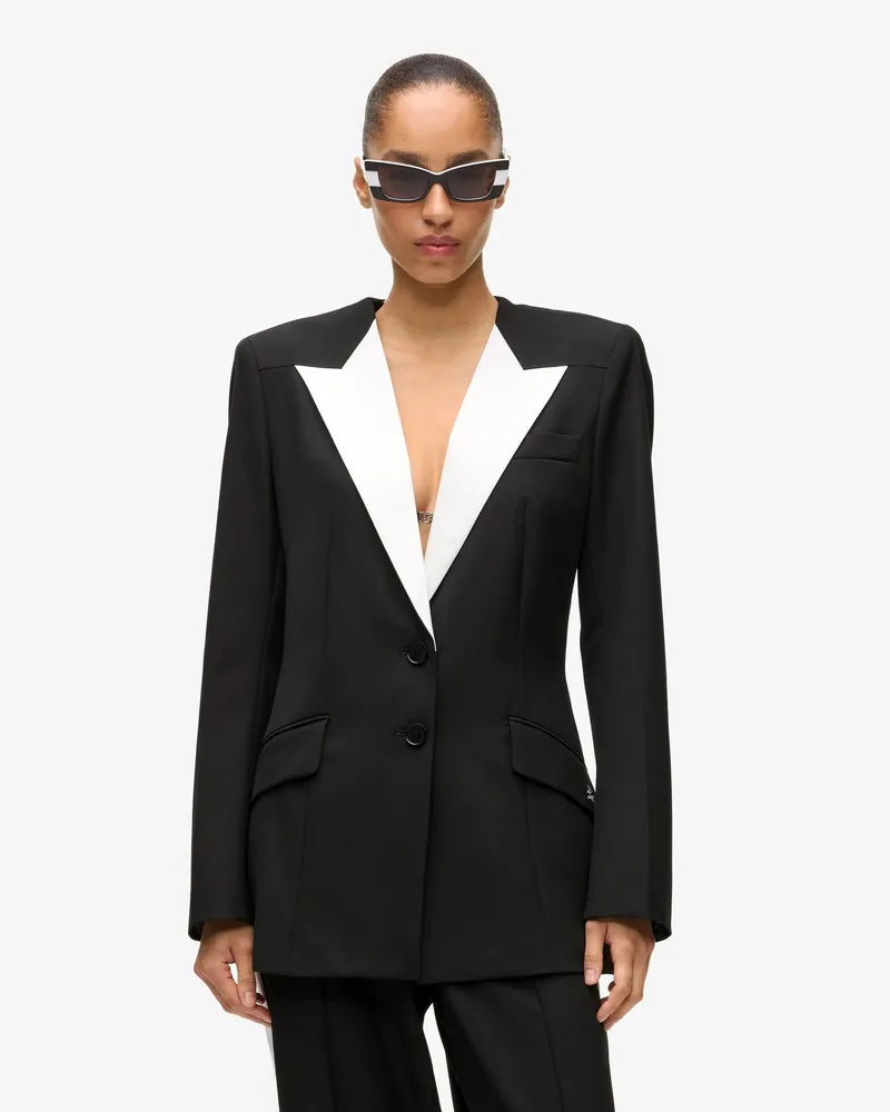 Karl Lagerfeld Blazer Mit Kontrastierendem Revers, Female, Schwarz/weiss, Size Black