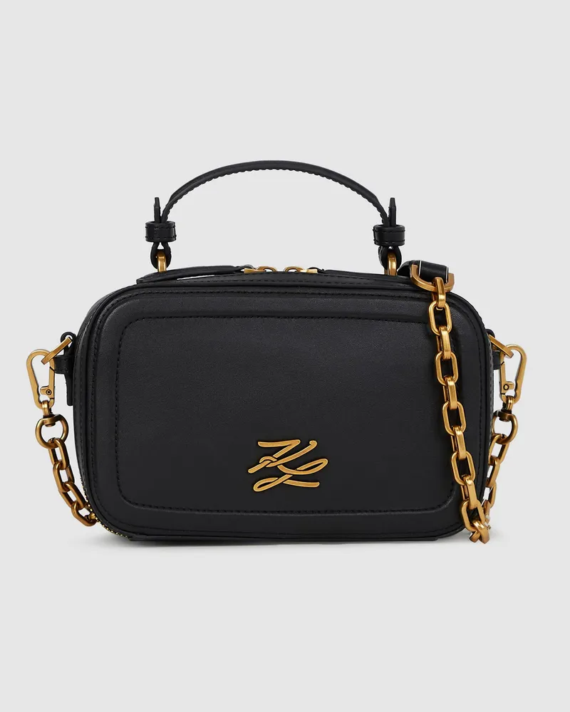 Karl Lagerfeld K/autograph Ketten-handtasche Mit Oberem Tragegriff, Damen, Schwarz/gold, Größe Schwarz