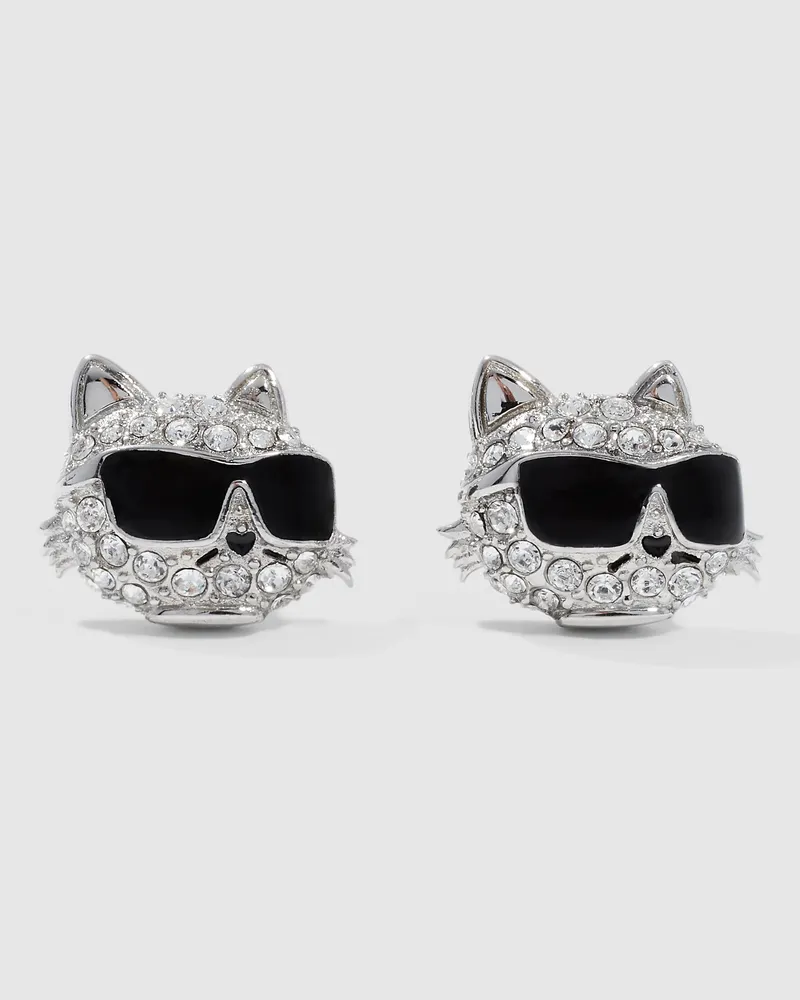 Karl Lagerfeld Ikon Pavé Choupette-anhänger-ohrringe, Damen, Silver, Größe Silver