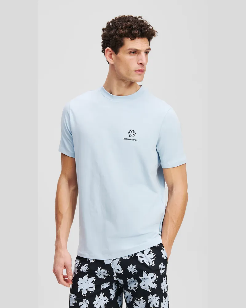 Karl Lagerfeld T-shirt Mit Blumenprint, Mann, Hellblau, Größe Hellblau