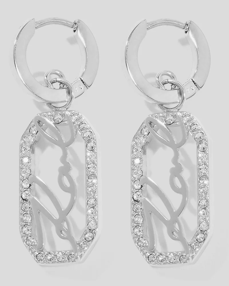 Karl Lagerfeld Signature Pavé-tropfen-ohrringe, Frau, Silver, Größe Silver