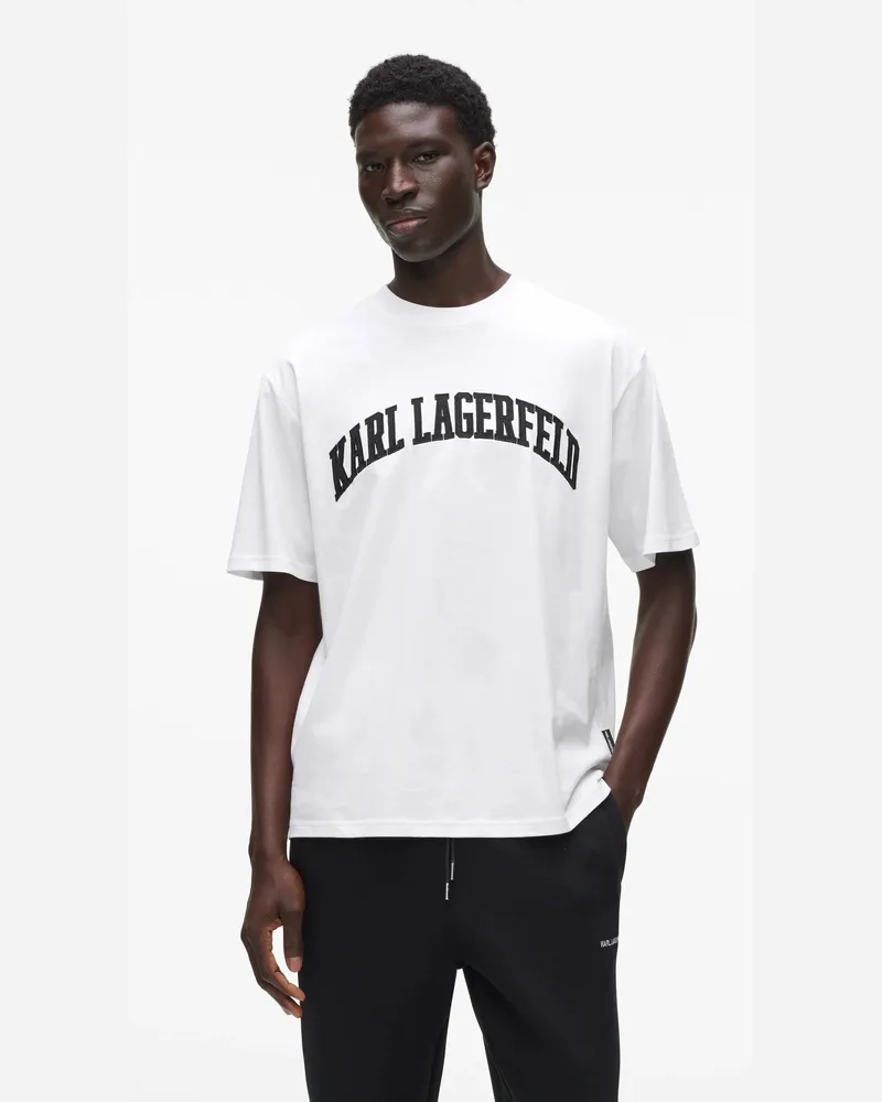 Karl Lagerfeld Varsity-t-shirt In Lockerer Passform, Male, Weiss, Size White
