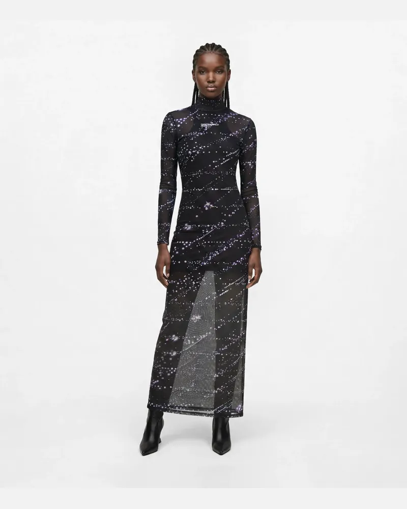 Karl Lagerfeld Maxikleid Mit Netz-konstellationsmuster, Damen, Leuchtender Allover-print, Größe Leuchtender