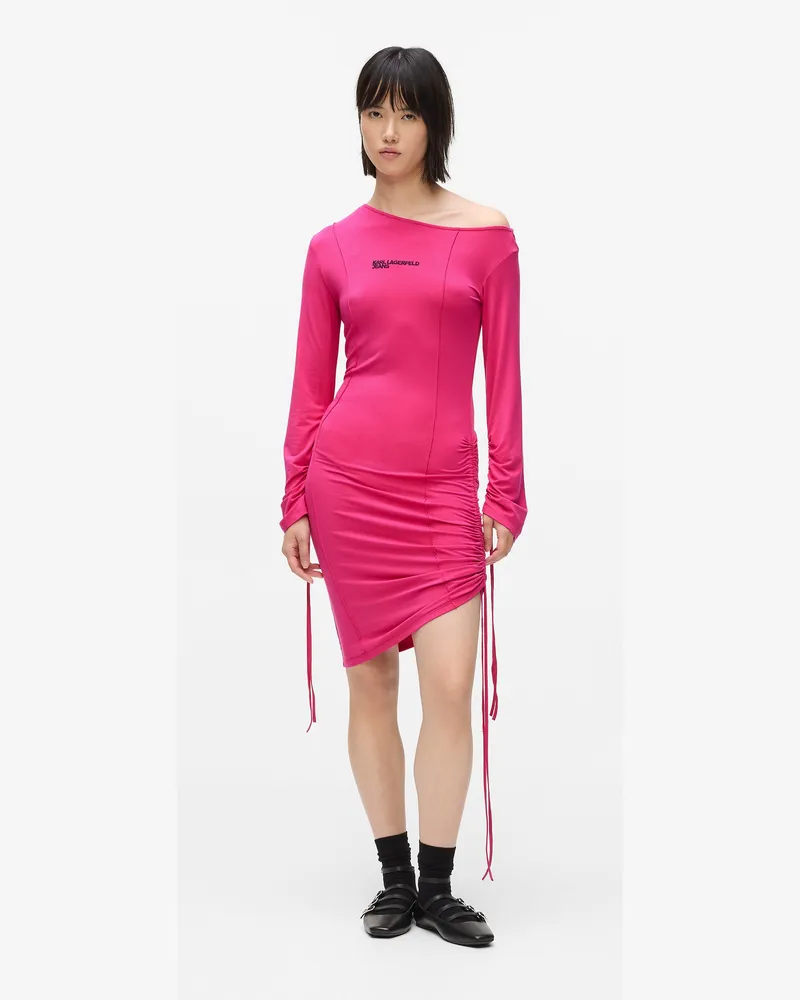 Karl Lagerfeld Off-shoulder-kleid Mit Kordelzug, Female, Very Berry, Size Pink