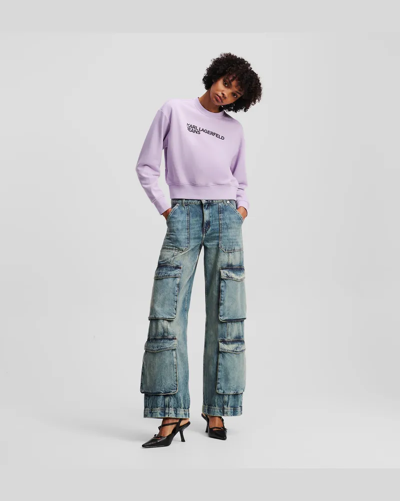 Karl Lagerfeld Legere Jeans Mit Mittelhoher Taille Im Utility-stil, Frau, Getöntes Visual Washed Blue, Größe Getöntes