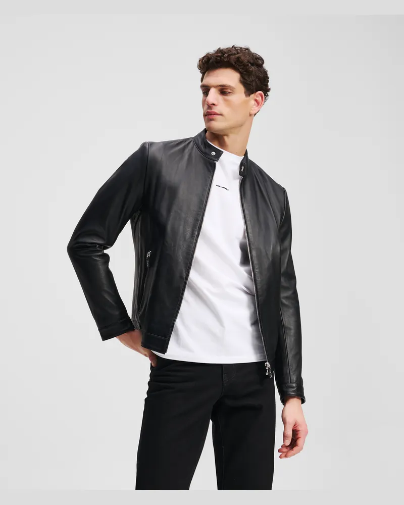 Karl Lagerfeld Lederjacke, Mann, Schwarz, Größe Schwarz
