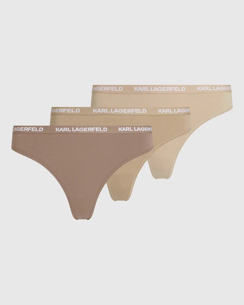 Karl Lagerfeld Tanga Mit Logo – 3er-set, Female, Nude Shades, Size Beige