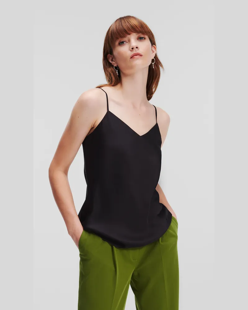 Karl Lagerfeld Camisole Aus Satin, Frau, Schwarz, Größe Schwarz