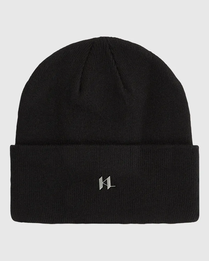 Karl Lagerfeld K/monogramm Strickmütze, Herren, Schwarz, Größe Schwarz