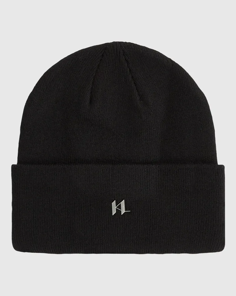 Karl Lagerfeld K/monogramm Strickmütze, Herren, Schwarz, Größe Schwarz