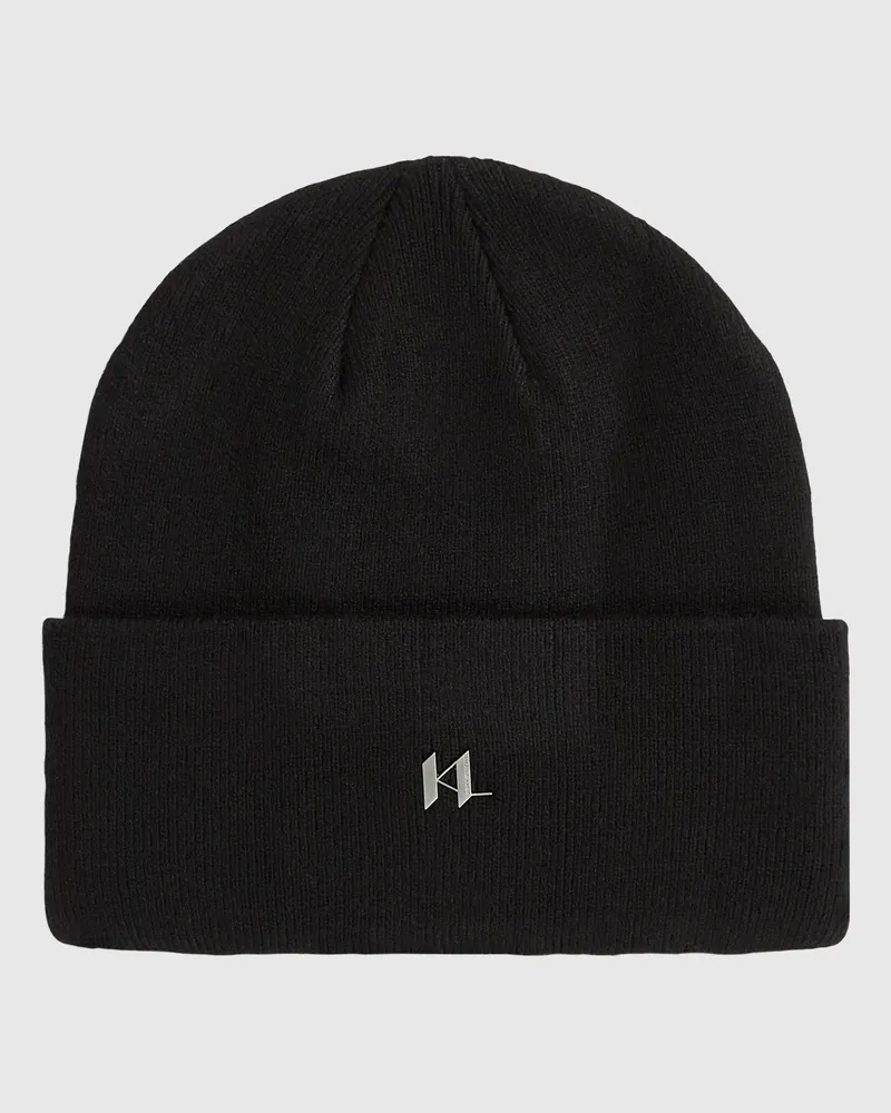 Karl Lagerfeld K/monogramm Strickmütze, Herren, Schwarz, Größe Schwarz