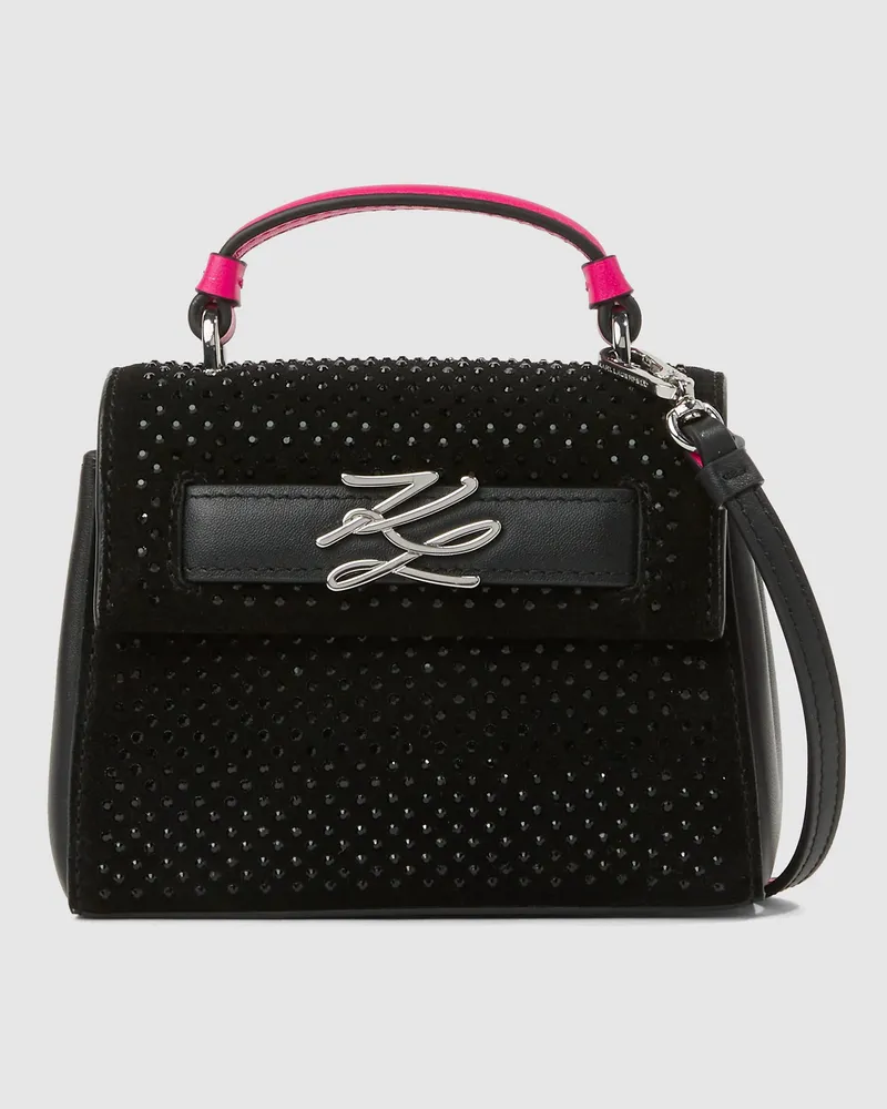 Karl Lagerfeld Exklusive K/autograph Nano-tasche Mit Strass, Damen, Schwarze Verzierung, Größe Schwarze