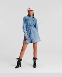 Karl Lagerfeld Klj hemdkleid aus Denim mit Bindegürtel, Frau, Mia Blau Stone Mia